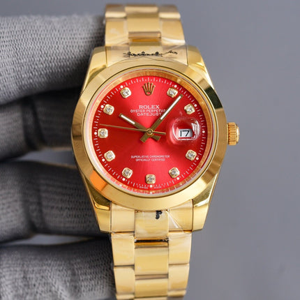 DATEJUST 41MM GOLD SMOOTH BEZEL DIAMOND NUMERALS