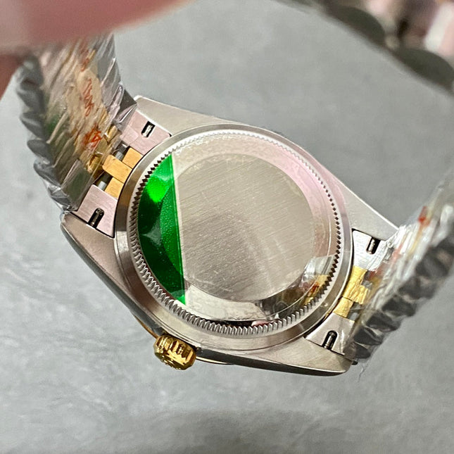 DATEJUST 31MM GOLD STEEL DIAMOND BEZEL YELLOW DIAL