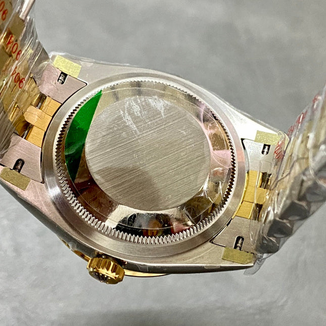 DATEJUST 31MM GOLD STEEL DIAMOND BEZEL GREEN DIAL