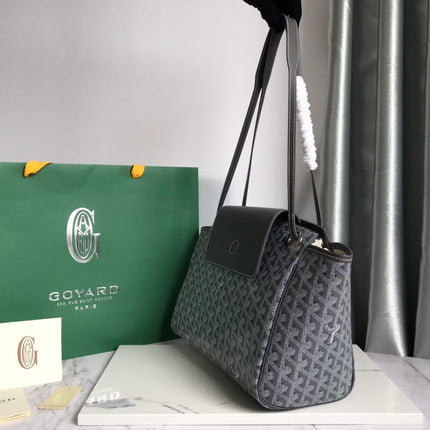 GOYA 26S ROUETTE PM TOTE BAG 30CM IN GRAY CANVAS AND CALFSKIN