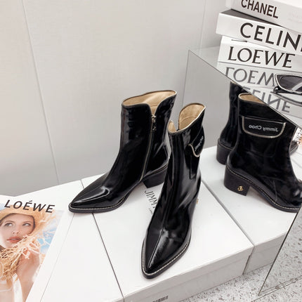 JIMMY CHOO 26S ANKLE BOOTS 55 MM IN BLACK  PATENT CALFSKIN