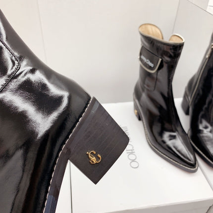 JIMMY CHOO 26S ANKLE BOOTS 55 MM IN BLACK  PATENT CALFSKIN