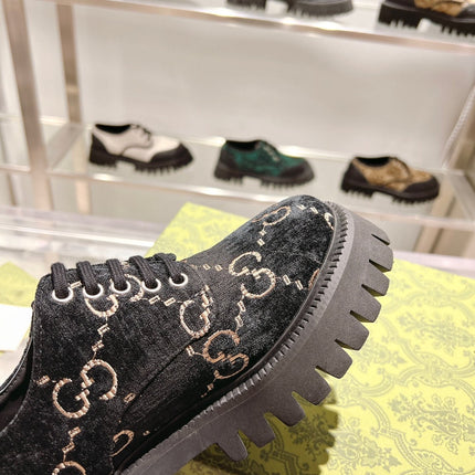 GUCCI 26S LACE-UP SHOES IN BLACK VELVET STYLE 4