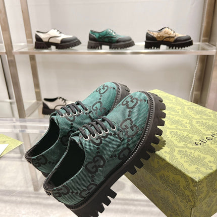 GUCCI 26S LACE-UP SHOES IN DARK GREEN GG CANVAS STYLE 3