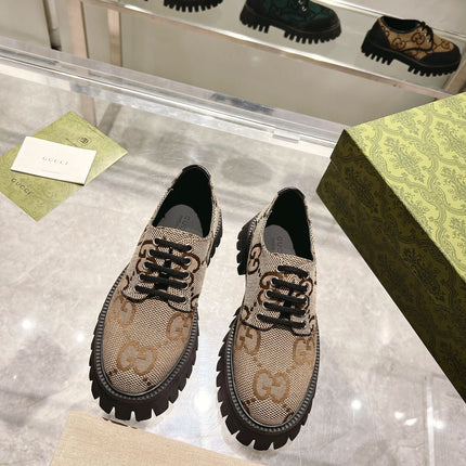 GUCCI 26S LACE-UP SHOES IN BEIGE GG CANVAS STYLE 2