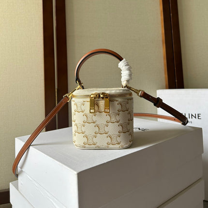 CELINE 26S MINI VANITY CASE 9 IN CREAM WHITE CALFSKIN