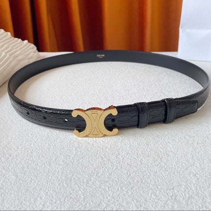 CELINE 26S BELT 25 MM IN BLACK CALFSKIN 666346