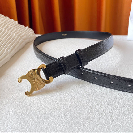 CELINE 26S BELT 25 MM IN BLACK CALFSKIN 666346