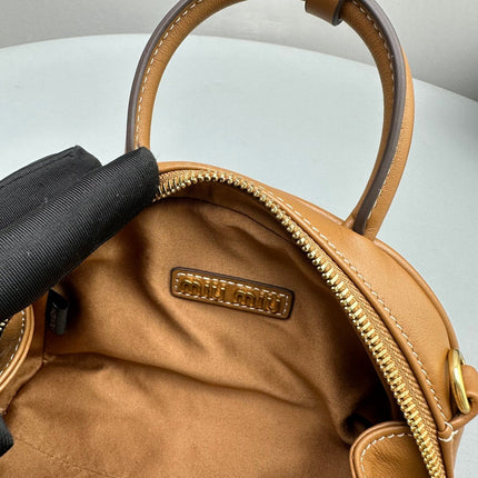 TOP-HANDLE 18 BAG IN CARAMEL BROWN CALFSKIN