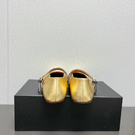 ALAIA MARY JANE SHOES IN GOLDEN LAMBSKIN SILVER HARDWARE
