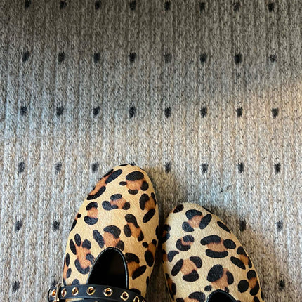 ALAIA MARY JANE SHOES IN LEOPARD ZP CUSTOM STRAW AND DENIM