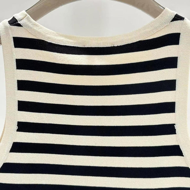 Celin Black Beige Stripe Tank Top