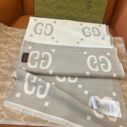 GUCCI 25S SCARF 190 IN WOOL SILK 636368