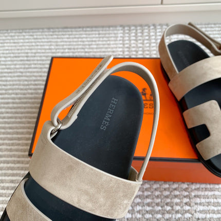 HM 26S CHYPRE SANDAL WITH BACK STRAP IN TAUPE BEIGE SUEDE