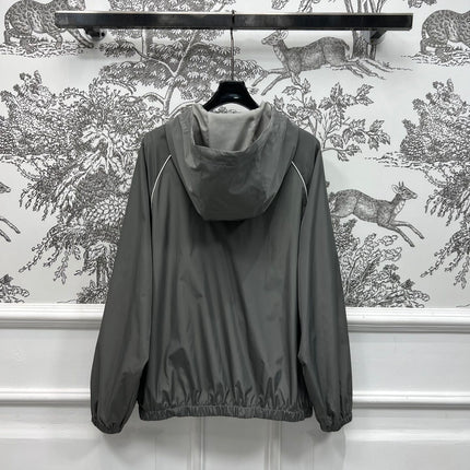 MIU 25S HOODED JACKET GREY IN NYLON 263131