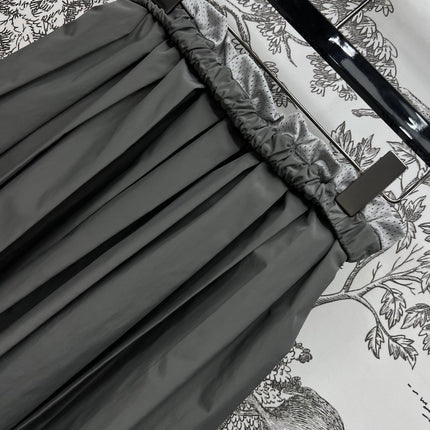 MIU 25S PLEASED SKIRT GREY IN NYLON 263129