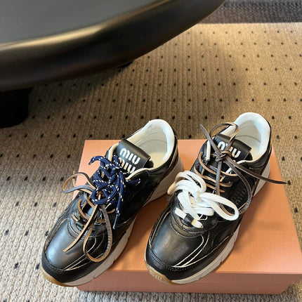 MIUMIU 26S SNEAKERS 530 SL IN BLACK CALFSKIN