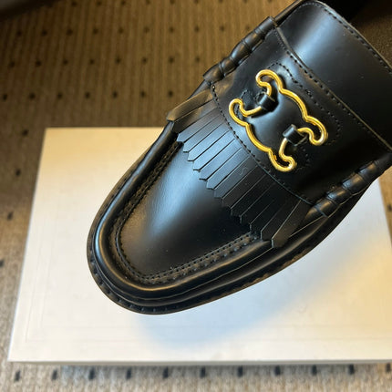 CELINE 26S LOAFER IN BLACK CALFSKIN WITH GOLD HARDWARE