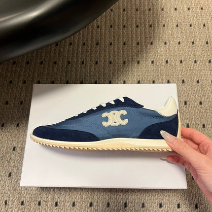 CELINE 26S RACER SNEAKERS IN NAVY BLUE FABRIC AND SUEDE