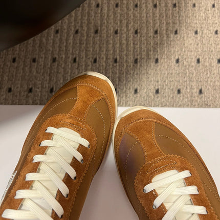 CELINE 26S RACER SNEAKERS IN BROWN FABRIC AND SUEDE