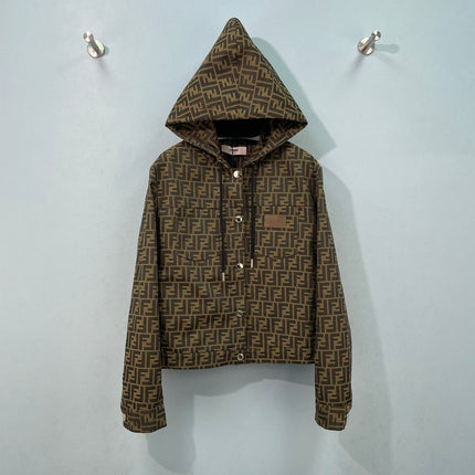 FENDI 26S CROPPED HOODED KNIT JACKET 509