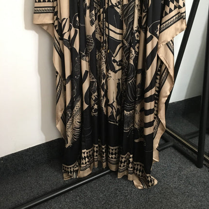 Zimmermann Lllustration Otto Gown Black Beige in Viscose Silk
