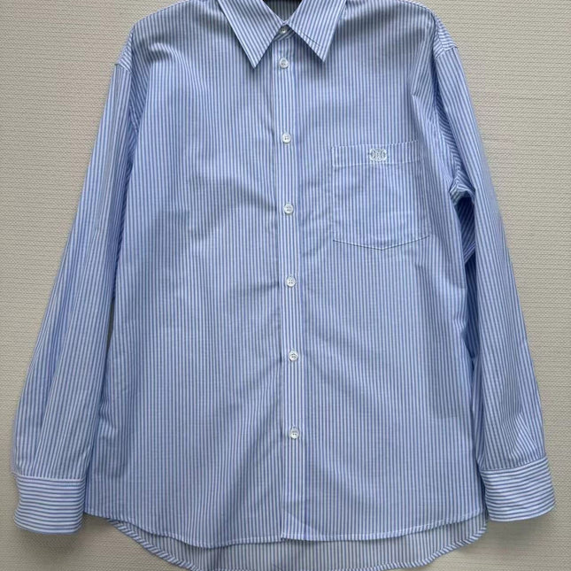 Celine Shirt Blue White Cotton