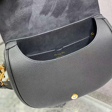 CD BOBBY EAST-WEST 27 BAG IN BLACK CALFSKIN GOLD HARDWARE