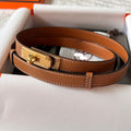 KELLY BELT IN LIGHT BROWN CALFSKIN GOLD LOCK HARDWARE