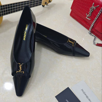 YSL 26S POINTED TOE PUMPS IN BLACK PATENT CALFSKIN