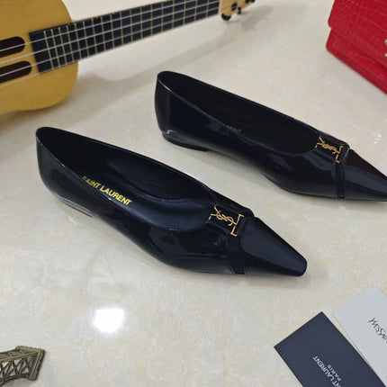 YSL 26S POINTED TOE PUMPS IN BLACK PATENT CALFSKIN