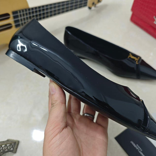 YSL 26S POINTED TOE PUMPS IN BLACK PATENT CALFSKIN
