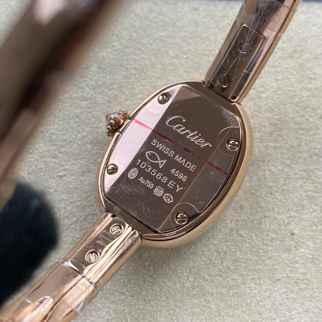 CARTIER BAIGNOIRE WATCH IN ROSE GOLD WITH DIAMOND-SET BEZEL