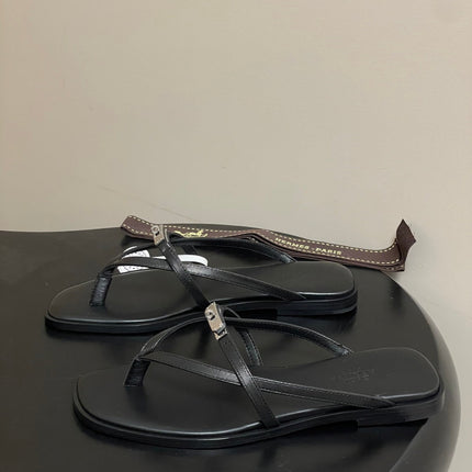 HM 0RAN SANDALS IN BLACK CALFSKIN