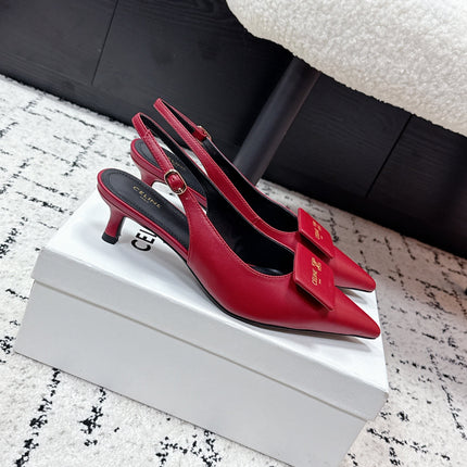 CELINE 26S HIGH-HEEL SLINGBACK 35 MM IN DARK RED CALFSKIN