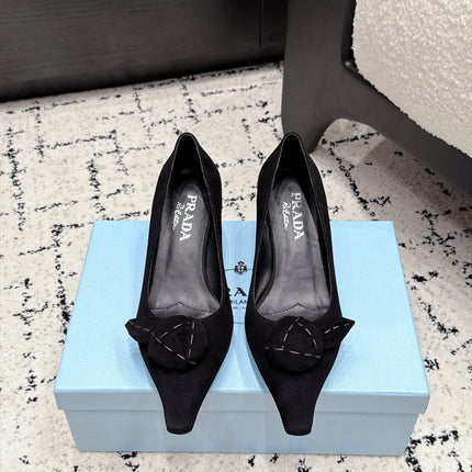 PRADA 26S HIGH HEELS 55 MM IN BLACK SUEDE