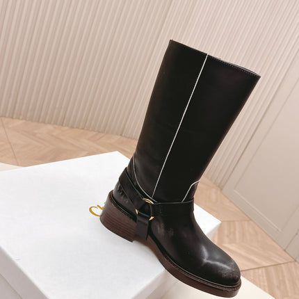 CHLOÉ 26S BOOTS 45 MM IN BLACK CALFSKIN