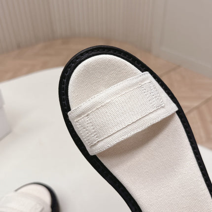 PRADA 26S SINGLE STRAP CHUNKY SOLE SANDALS IN WHITE CANVAS