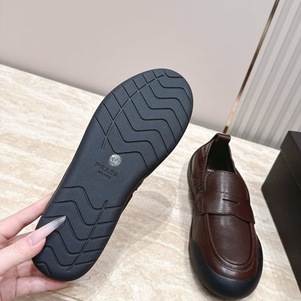 PRADA 26S SPEEDROCK LOAFERS 20MM IN DARK BROWN CALFSKIN