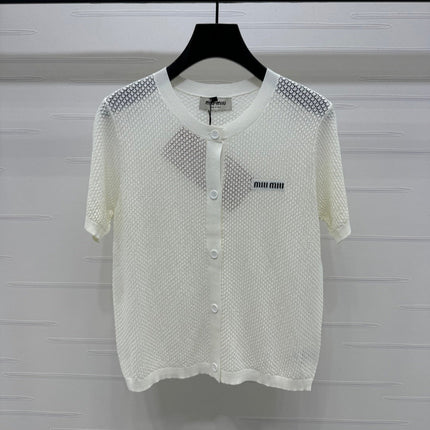 MIU 25S SHORT SLEEVE ROUND NECK CARDIGAN 264268