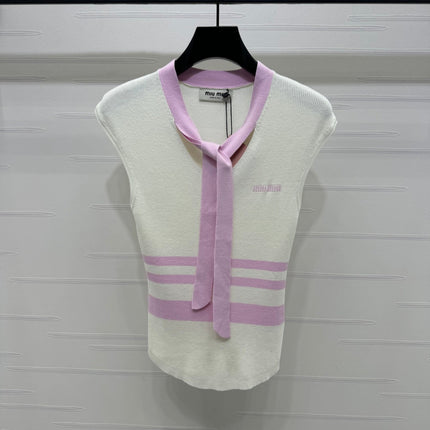 MIU 25S ICE STRIPE KNIT VEST 264116