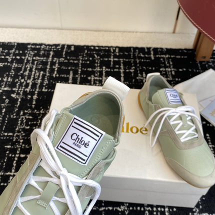 CHLOE 26S SNEAKERS IN MINT GREEN FABRIC AND LEATHER