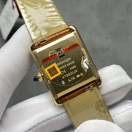 TANK LOUIS CARTIER WATCH GOLD CASE AND LEATHER STRAP