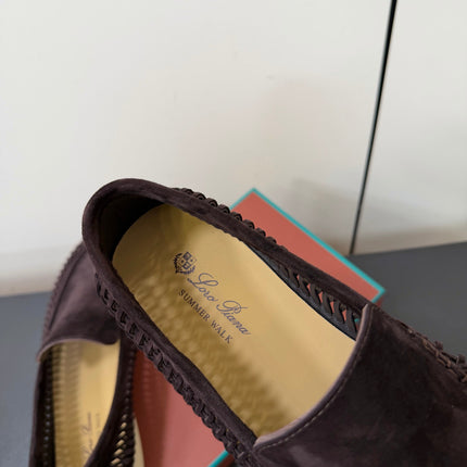 LP 26S BRAIDED LOAFERS IN CHOCOLATE BROWN SUEDE