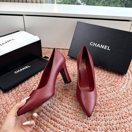 CHANEL 26S HIGH HEELS IN RED SMOOTH LAMBSKIN