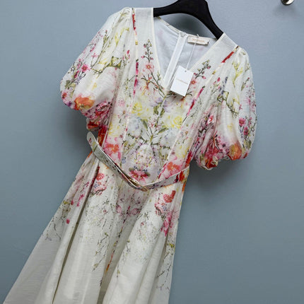 ZIMMERMANN 26S V-NECK BELTED MIDI DRESS 294