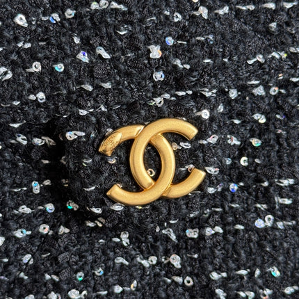 CHANEL 25S HOBO BAG 30 IN BLACK TWEED WITH GOLD HARDWARE