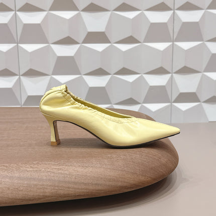 BOTTEGA VENETA 26S HIGH HEELS 40 MM IN LIGHT YELLOW CALFSKIN