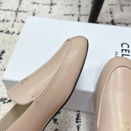 CELINE 26S AURA TRIOMPHE LOAFERS IN BEIGE LAMBSKIN