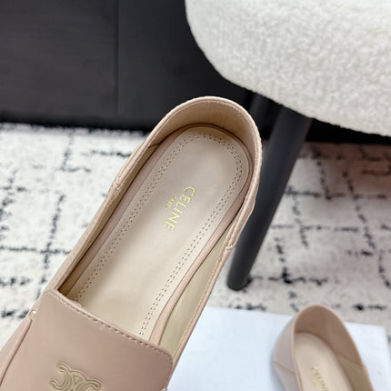 CELINE 26S AURA TRIOMPHE LOAFERS IN BEIGE LAMBSKIN